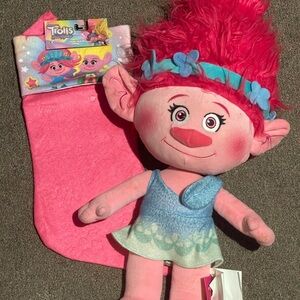 NWT TROLL stocking and EUC TROLL DOLL